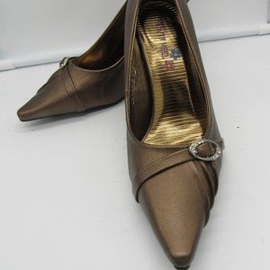 BEAUTY HEEL BRONZE SIZE 7 DRESS SHOES . NIB.